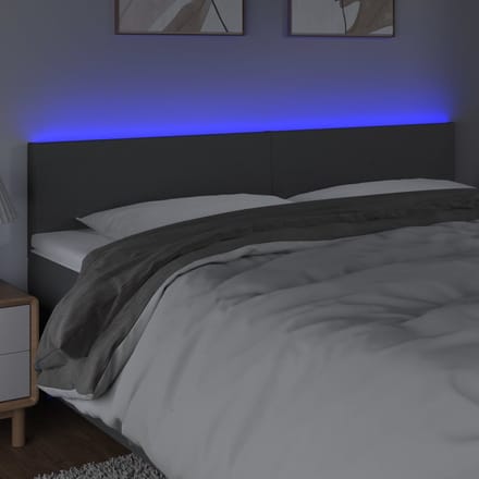vidaXL - Hoofdbord - LED - 200x5x78/88 - cm - stof - donkergrijs