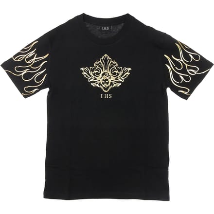 Heren T-shirt 3D-print Vlammen & engel Tee Zwart