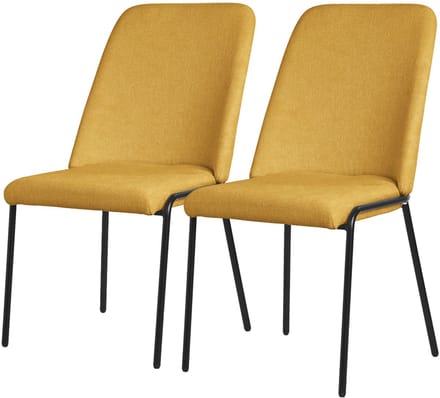ML-Design mosterd eetkamerstoelen set van 2 gestoffeerde keukenstoelen comfortabel ergonomisch zachte polyester zitting hoge rugleuning metalen poot modern scandinavisch luxe design woonkamer eethoek keuken stoelen elegant minimalistisch