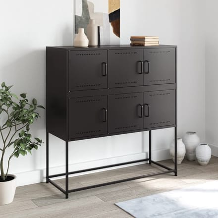 vidaXL - Dressoir - 100,5x39x107 - cm - staal - zwart