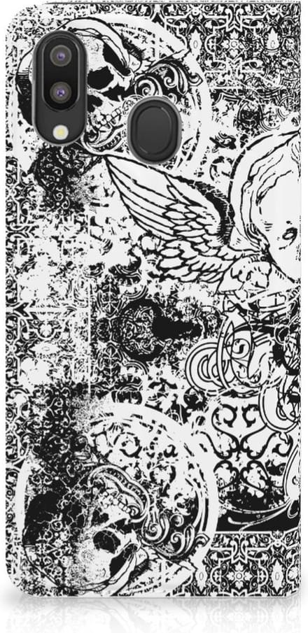 Mobiel BookCase Samsung Galaxy M20 Skulls Angel