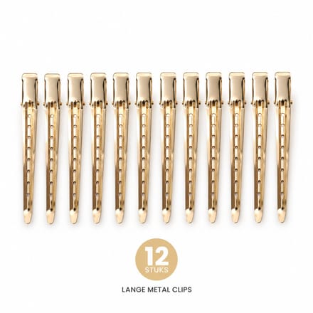 Haar in Stijl® 12 Metal Clips Goud - Professionele Haarclips 8.5 cm