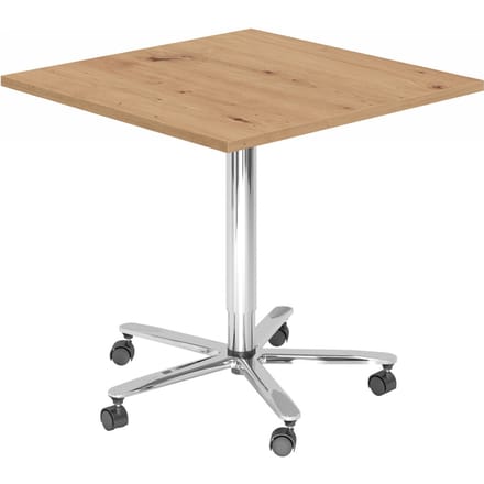 BISTRO 88Q C - Systeem conferentietafel 80 x 80 Chroom Knoestige Eiken