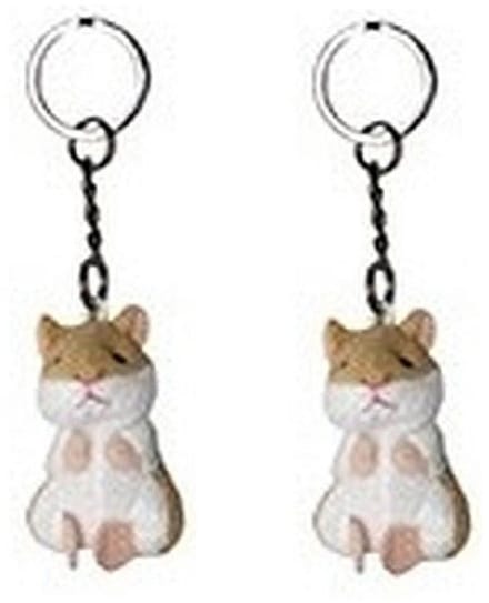 Nature Planet Pluche knuffeldier sleutelhanger - 4x stuks - hamster - 6 cm - dieren sleutelhangers