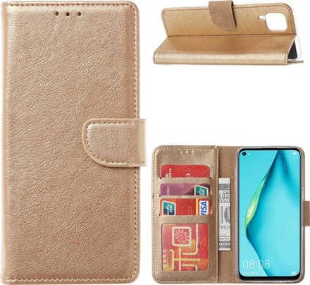 Bookcase Geschikt voor: Huawei P40 Lite - Goud - portemonnee hoesje