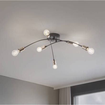 Opviq Plafondlamp Banana, zwart, metaal, 67 cm, 6-lamps, E27