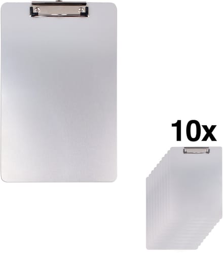 DESQ® Aluminium klembord A4 XL - Set 10 stuks - Extra Schrijfruimte - Ophangoog - 228 x 344 mm