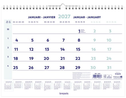 Brepols Maandkalender 2027 - Wire-O - 43 x 31,5 cm