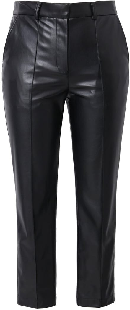 Studio Untold - Dames - Broek van imitatieleer mom-shape bies - Zwart - Maat 46