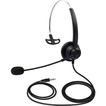 3,5 mm bedrade computerheadset met microfoon, universele kantoor-, callcenter- en enkelzijdige hoofdtelefoon zwart