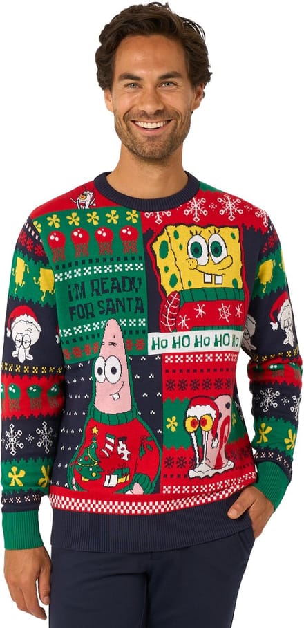 OppoSuits SpongeBob Christmas Sweater - Unisex - Kersttrui - Meerkleurig - Maat: S