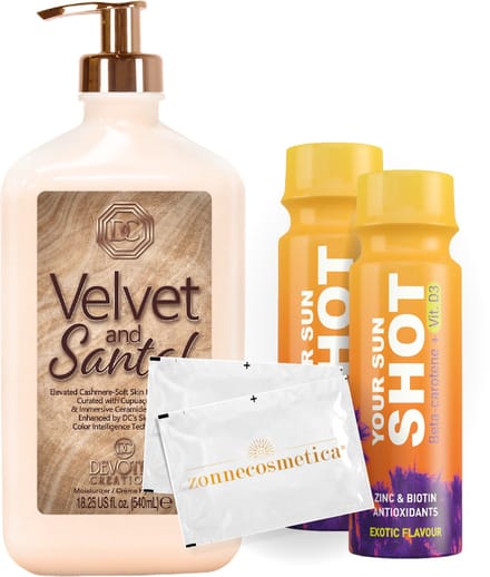 Devoted Creations - Velvet and Sandal + 2 Your Sun Shots + 2 Verfrissingsdoekjes