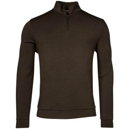 Thomas Maine Trui Sweatshirt Half Zip Doubleface Non Brushed Donker Bruin / male