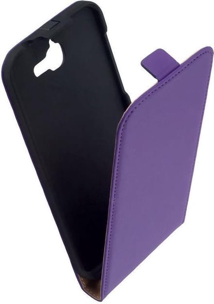 LELYCASE Echt Lederen Flip Case Bescherm Hoesje Huawei Ascend G730 Paars