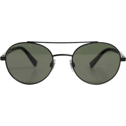 Matte Zwart Stalen Frame Grijze Lenzen Zonnebril