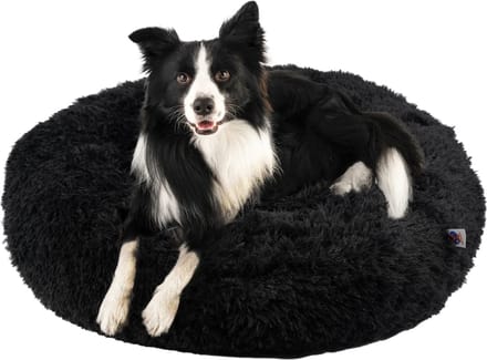 Pet Perfect Donut Hondenmand 80 cm – Fluffy Hondenkussen – Wasbaar - Zwart
