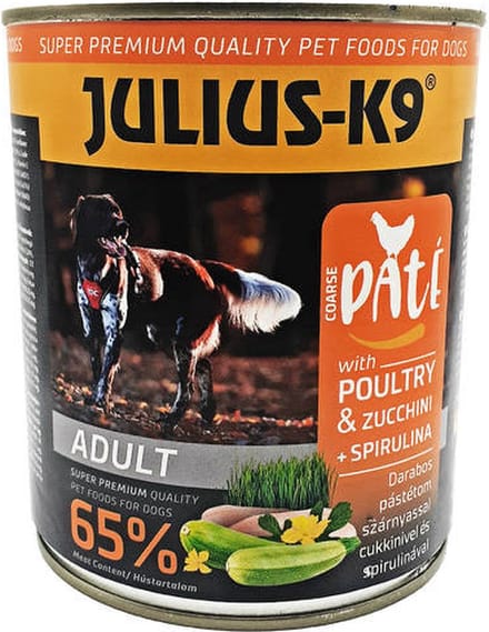 Julius K9 - Natvoer Hond - Paté - Kip & Courgette - 4 x 800g