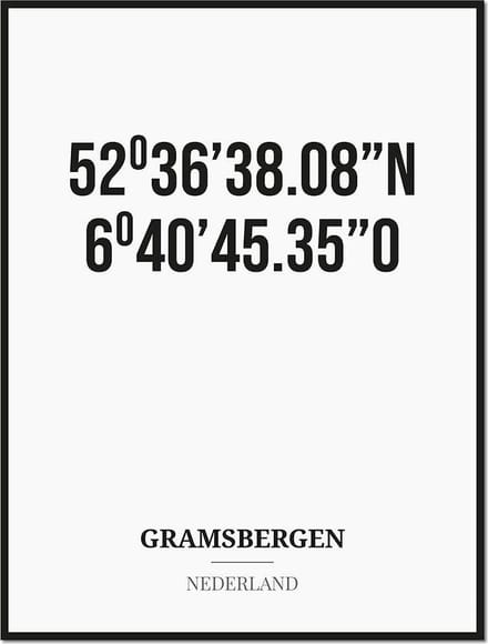 Poster/kaart GRAMSBERGEN met coördinaten