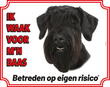 Schnauzer Waakbord - Ik waak voor mijn baas Zwart