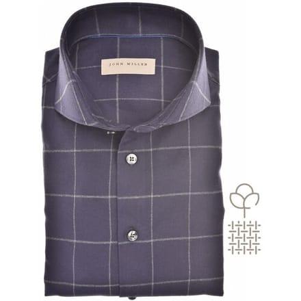 John Miller Overhemd Large Check Soft Cotton Flanel Check Navy / male