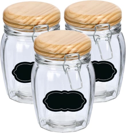 Weckpot/inmaakpot - 4x - 820 ml - glas - met beugelsluiting - incl. etiketten