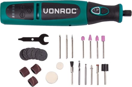 VONROC Accu Multitool – Roterend – 8V – Incl. 24 accessoires, oplader & opbergtas