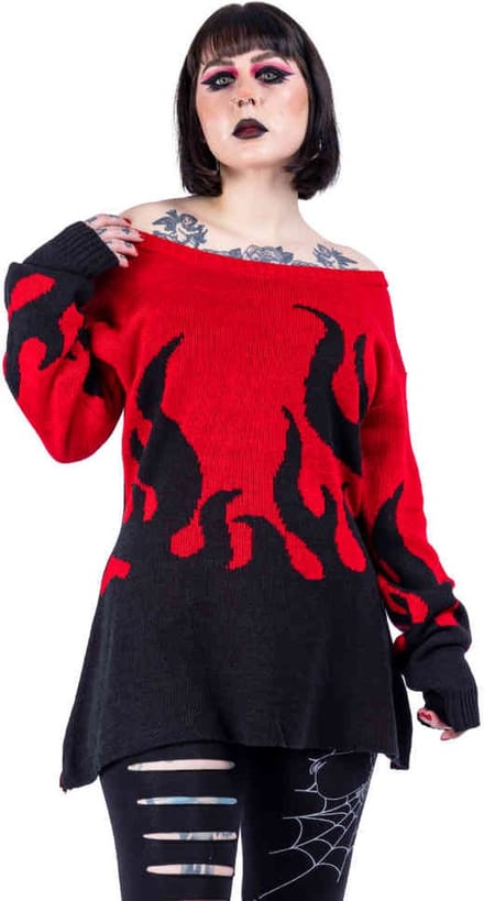 Heartless - Flamethrower Gebreide trui - S - Rood/Zwart