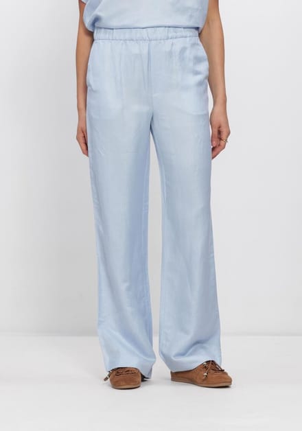 Minus Mssabbi Linen Pant Broeken Dames - Lichtblauw - Maat 36