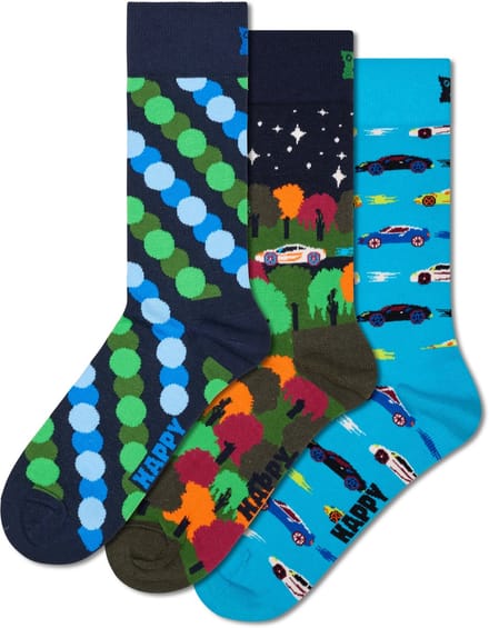 Happy Socks Car Socks (3-pack) - unisex sokken - navy - Unisex - Maat: 36 - 40
