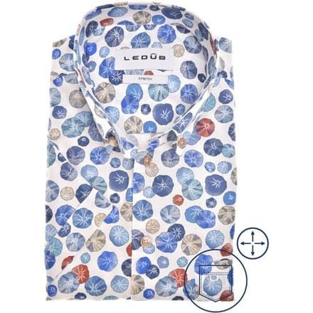 Ledûb Overhemd Natural Inspired Leaf Pattern Blauw / male
