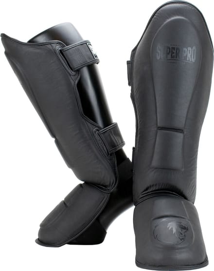 Super Pro Combat Gear Lederen Scheenbeschermer Guardian Grijs Medium