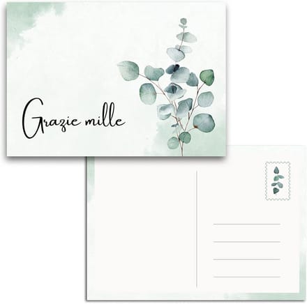 Bedankkaartjes Set A6 Eucalyptus Groen - 20 Stuks Bedankkaarten voor Feestelijke Gelegenheden