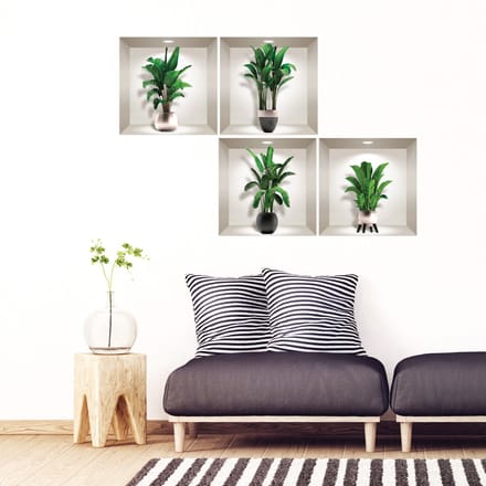 3D plantenstickers, exotische palmbladeren, 80 x 80 cm