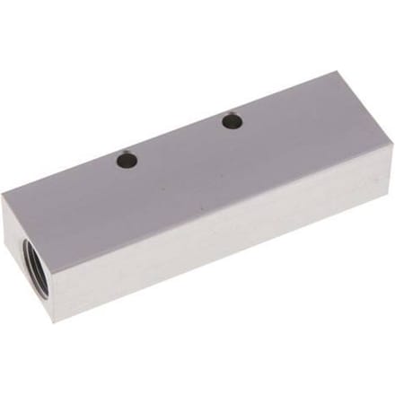 2xG 3/8'' x 3xG 1/8'' Aluminium Verdeelblok Eenzijdig 16 Bar - FL2-F-A-038G-018G-3MS