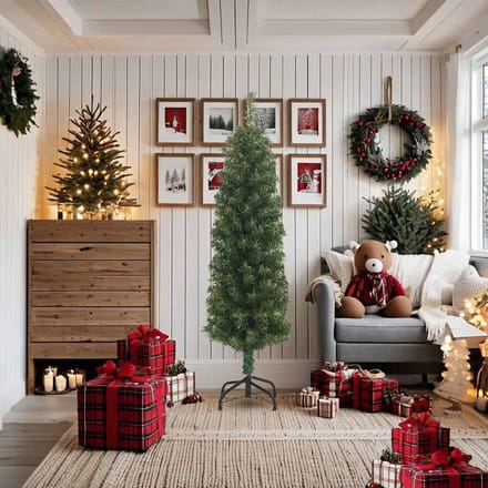 vidaXL - Kunstkerstboom - met - standaard - smal - 180 - cm - PVC - groen