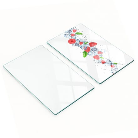 Glazen serveerplanken voor snacks met bosfruit en ijs, 2x30x52 cm