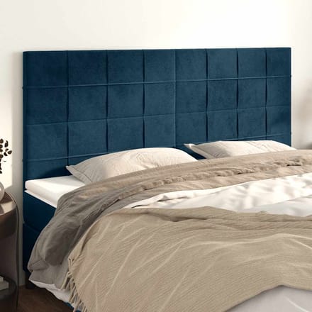 vidaXL - Hoofdbord - donkerblauw - 200x5x118/128 - cm - fluweel