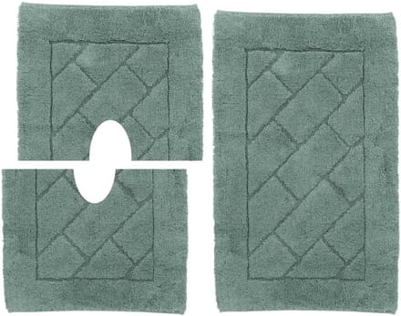 Badkamertapijt - Badmat Set - Voeten Drogen - Antislip Onderkant - Set 3 Pezzi - Groen