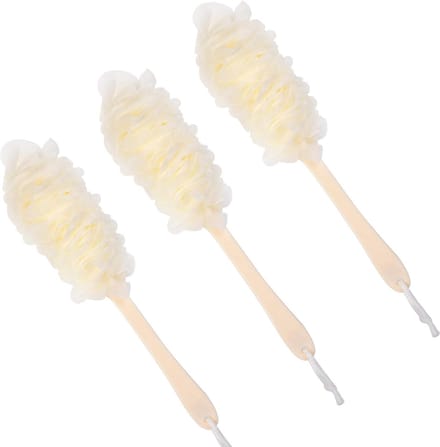 Rug Borstel - Douche Spons - Lichaam Reinigen - Lange Handgreep - 43 cm Lengte - Wit Set