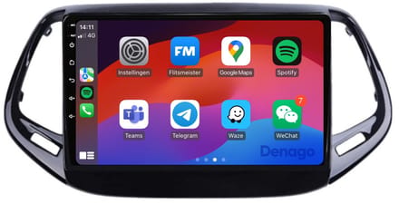 CarPlay autoradio geschikt voor Jeep Compass (2017 t/m 2020) | 9 inch | Android 13 | Draadloos Apple CarPlay & Android Auto | 2GB + 32GB | QuadCore processor | Denago DNG-A122 | 2025 model | 2017 2018 2019 2020 | Bluetooth & Wifi