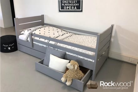 Rockwood® Kinderbed Milly en Mo Grijs met lattenbodem, matras en bedtextielpakket