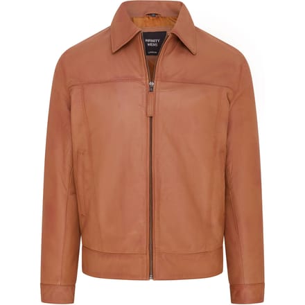 Heren bruin retro klassiek leren Harrington bikerjack - Drammen