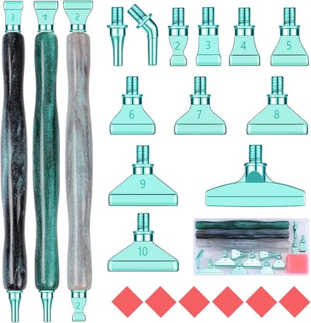 Diamant Schilderen Accessoires Set: Glitter Pennen & Metalen Schroefdraad Tips voor Diamond Art