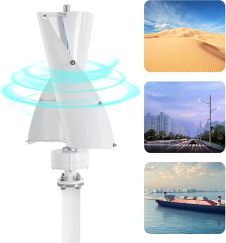 Verticale windturbine - Windgenerator stil - Energie opwekken - Geluidsarm ontwerp - 100W 12V/24V - Wit