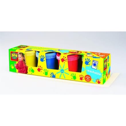 SES Creative Vingerverf - 4 Basiskleuren - Vanaf 2 Jaar - 4 x 145 ml - Knutselen - Glutenvrij - Schoencadeautjes Sinterklaas