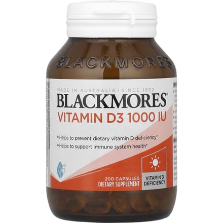 Blackmores, Vitamin D3, 25mcg (1,000IU), 200 capsules