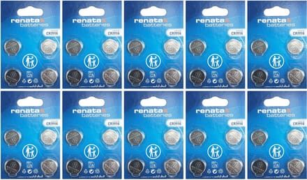 Renata - Knoopcel batterijen - CR2016 - Lithium - 3V - 40 stuks