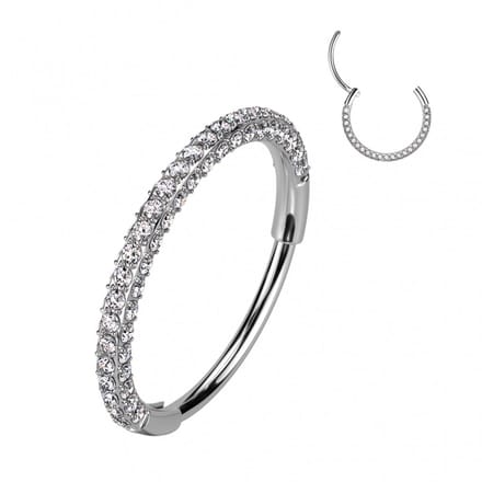 Piercing titanium ringetje rondom steentjes 0.8x7 - zilver - LMPiercings