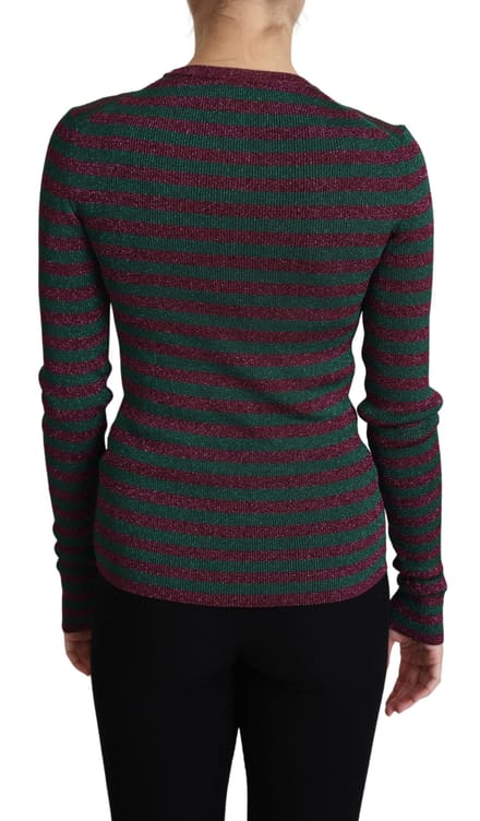 Metallisch Gestreepte Gebreide Pullover Tsh4773