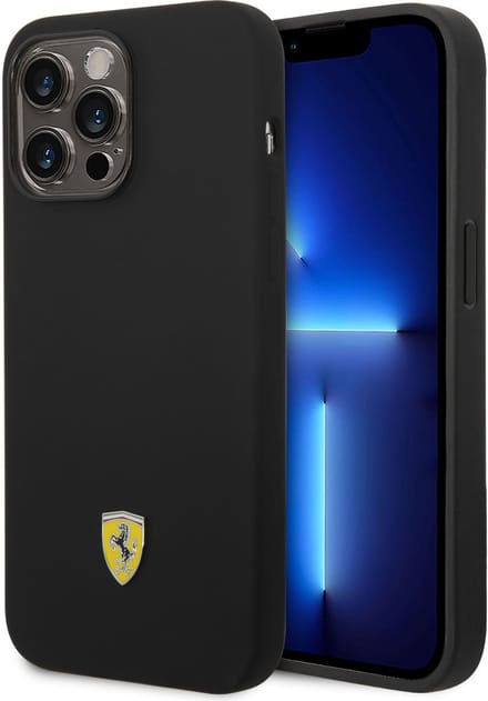 Ferrari Silicone Back Case - Geschikt voor Apple iPhone 14 Pro Max (6.7") - Zwart